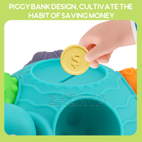 Juguetes Educativos Montessori para Bebés Zhorya, Bloques Sensoriales de Silicona Suave en Forma de Tortuga, Juguetes Apilables para Ahorrar Dinero