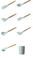 Ensemble d'ustensiles de cuisine en bois avec logo personnalisé, OEM ODM, réutilisables, antiadhésifs, spatule, cuillère, spatule à retourner
