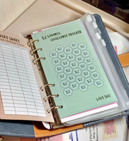 Carnet A6 en cuir PU, classeur à feuilles mobiles rechargeable, portefeuille à monnaie avec fermeture éclair, couverture souple, défi d'épargne 100 enveloppes