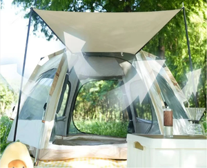 Camping extérieur étanche grande famille utilisée nuage cendré ouverture rapide OEM <span class=keywords><strong>tente</strong></span> hexagonale automatique - Product Image 3