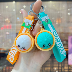Wholesale Cute Cartoon Bun Squishy Keychain TPR Squeeze Stress Relief Fidget Toy <b>Wrist</b> <b>Strap</b> Bag Pendant Kids Gift - Product Image 6