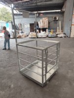 Cage de sécurité pour chariot élévateur, conteneur de stockage en treillis métallique galvanisé verrouillable pour entrepôt à grande hauteur