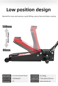 Cric Idraulico Orizzontale a Carrello da 3 Tonnellate a Profilo Basso in Acciaio per Riparazione Auto Elettriche - Product Image 5