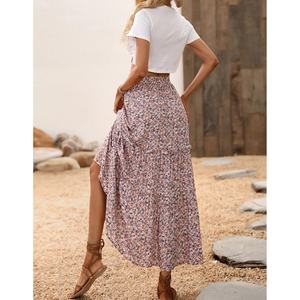 Falda Larga Plisada Personalizada al por Mayor para Mujer, Falda Larga de Cintura Alta de Punto, Falda Elegante Vintage Formal con Estampado Floral - Product Image 3