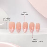 Nouveautés Y114 - Ensemble de faux ongles réutilisables Kaixin courts en forme d'amande, rose clair, style français, en ABS, à coller, 10 pièces