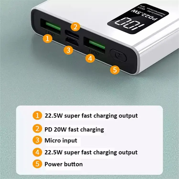 Portable LED Digital Display Fast Charging 10000 MAh 2000mah Mobile Charger Power Banks