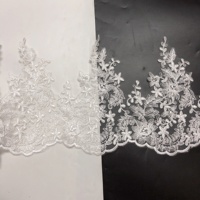 25CM Belle Robe De Mariée De Mariée Ivoire Brodé Bordure Dentelle Garnie Bandes LT2774B