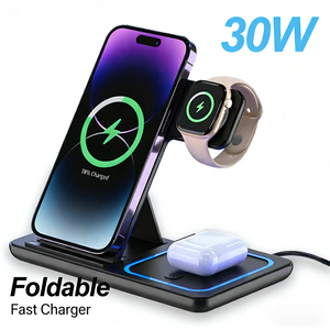 Station de charge sans fil pliable 3-en-1 <span class=keywords><strong>30W</strong></span>, <span class=keywords><strong>chargeur</strong></span> rapide multifonctionnel pour <span class=keywords><strong>iPhone</strong></span> 17/16/15/<span class=keywords><strong>14</strong></span>/13 <span class=keywords><strong>Pro</strong></span> Max/iWatch - Product Image 1