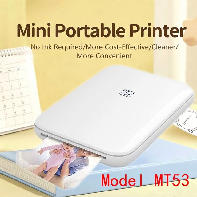 Mini Pocket Photo Printer Portable Wireless  Mobile Handheld Pocket Printing Machine White Color Model HPRT MT53