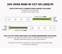Bande lumineuse LED SMD 5050 12v 24v 30leds/M 60leds/M Multicolore 5 en 1 RGBCCT RGBCW RGBWW