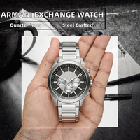 Montre chronographe à Quartz pour hommes, montre-bracelet analogique ronde en acier inoxydable de 44mm, pour usage quotidien et professionnel