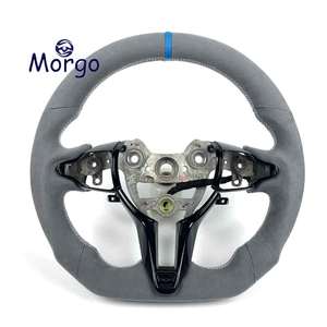 Volant personnalisé en daim bleu et fibre de carbone forgée bleue pour <span class=keywords><strong>Hyundai</strong></span> ElAnt Rand I30n I20N Veloster N Elantra N M/T CN7 - Product Image 1