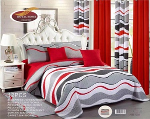 Großhandel Amerikanischer Stil 12-teiliges King-Size Bedrucktes Mikrofaser-Bettüberwurf-Set mit Passenden Vorhängen Bett in einer Tasche - Product Image 2