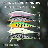 Leurre de pêche en ABS fabriqué en Chine, type Minnow, 7,5 cm, 9,5 g, avec hameçons pour la pêche en mer, en bateau, en rivière et en lac