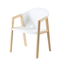 Chaise de salle à manger moderne en plastique PP avec accoudoirs en bois massif, chaise de salon, chaise de restaurant Golden Award