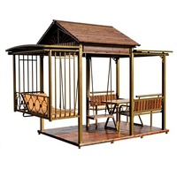 Gazebo durable avec toit de villa, design rustique en acier traditionnel, résistant à la corrosion, écologique, disponible en OEM