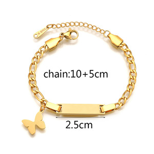 <span class=keywords><strong>Bracelet</strong></span> à breloques unisexe en acier inoxydable 316L, personnalisé <span class=keywords><strong>avec</strong></span> nom gravé, lettre, papillon, cœur, simple, pour bébé, enfant, femme, <span class=keywords><strong>homme</strong></span>, en or 18 carats et argent - Product Image 2