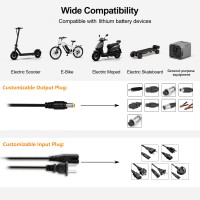 Chargeur de batterie intelligent 42V 2A de haute qualité pour trottinette électrique, station de charge intelligente pour batterie Li-ion, cordon d'alimentation