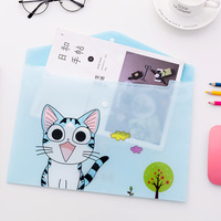Almacenamiento de papelería escolar Dibujos animados Lindo gato Impresión Portátil PVC Tamaño A4 Bolsa de archivo para niños