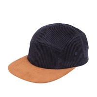 Casquette Snapback en velours côtelé bicolore à 5 panneaux, de haute qualité, avec visière plate en daim, idéale pour le camping