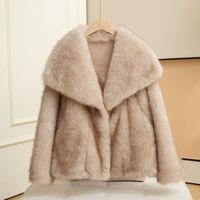 Manteau court en fausse fourrure tendance pour femme, luxueux, élégant, col rabattu, épais, multicolore