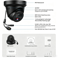 Caméra réseau Hik-connect 8MP intelligente hybride avec audio bidirectionnel, détection humaine/véhicule, objectif fixe, type bullet, tourelle, dôme, noire