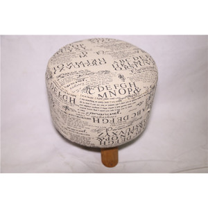 Wooden Shoe Changing <b>Stool</b> Fabric Round <b>Seat</b> English Letter Print Home Ottoman 30x30x30cm Scandinavian Design Handmade - Product Image 5