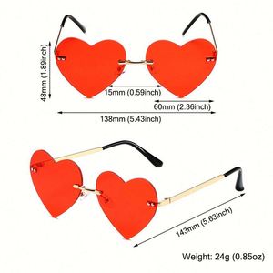 Gafas de Sol de Moda 2023 al por Mayor para Mujer, sin Montura, con Forma de Corazón, UV400, Metálicas, Estilo Punk - Product Image 5