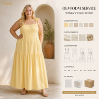 Robe longue d'été Yegao grande taille pour femme, en coton, avec corsage smocké, coupe ajustée pour courbes, décontractée, écologique, naturelle, commande personnalisée
