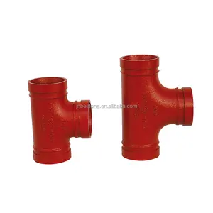 Cast iron hot selling FM Grooved equal Tee with long radius