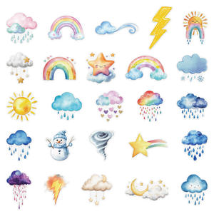 50 pièces Transparent mignon dessin animé <span class=keywords><strong>nuage</strong></span> <span class=keywords><strong>soleil</strong></span> étoile temps pluvieux symboles autocollant - Product Image 4