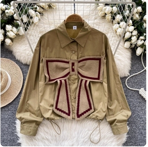 Bán Buôn Thời Trang Lớn Bowknot Áo Dài Tay Áo Áo Sơ Mi Của Phụ Nữ Tops Mùa Xuân Lỏng Phụ Nữ Quần Áo - Product Image 5