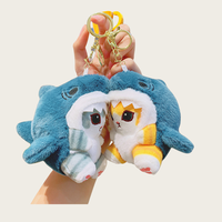 Vente en gros de porte-clés kawaii figurine requin et chat accessoires de sac jouets animaux en peluche poupées en peluche pour la décoration
