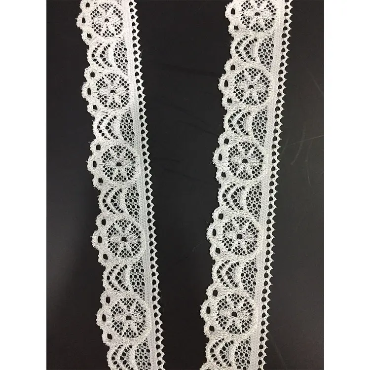 2.8cm galloon metallic silver elastic swiss brief lace ribbon trim border floral
