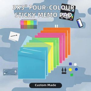 Hot Sale Neon Customizable 3*3 Inches Four-Colour New Vintage Office Self-Adhesive Paper Memo <b>Pad</b> Reusable School - Product Image 3