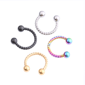 मुड़ रस्सी प्रभाव नाक घेरा नकली पट CBB घोड़े की नाल परिपत्र अंगूठी - Product Image 1