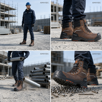Bottes de sécurité montantes AIMVVSEC en cuir de vachette avec embout en acier, anti-perforation, antidérapantes, doublure respirante en maille pour semelle intermédiaire, idéales pour le travail en hiver