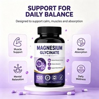 Capsules de glycinate de magnésium OEM Halal GMP 120 capsules végétales Complément alimentaire pour la fonction musculaire Relaxation Sans gluten