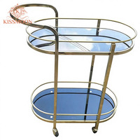 Chariot à boissons moderne en acier inoxydable de style européen, à trois niveaux, écologique, avec verre trempé, pour hôtel, desserts, gâteaux, cuisine, salle de bain