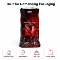 Sac en PP tissé laminé de 8 kg pour charbon de bois, avec poignée découpée, emballage pour barbecue, résistant à l'humidité, vente en gros
