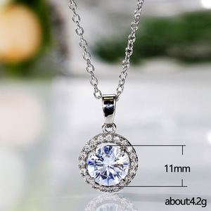 Collana con ciondolo in cristallo Halo per donna, gioielli alla moda, regalo di compleanno - Product Image 5