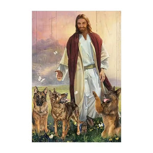 Cómoda sala de estar cristiana decoración del hogar arte de pared abstracto con Dios gato Ángel Jesús-Póster impreso en lienzo - Product Image 6