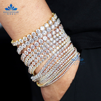 Livraison directe Support 2.0mm-6.5mm Moissanite glacé Tennis Bracelet chaîne Hip Hop bijoux expédition rapide prix usine cadeau fête