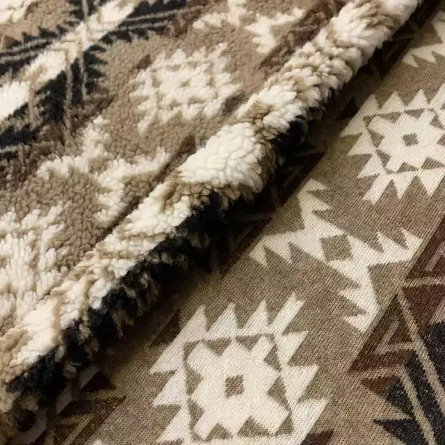 Pijamas de tela de piel gruesa Ultra suave, tela de Sherpa individual Jacquard con estampado esponjoso de lana para ropa de casa