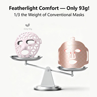 Masque facial LED creux, ultra-léger (93g), lavable, à lumière rouge pour le soin de la peau du visage, brevet d'invention américain approuvé