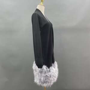 Cardigan lavorato a <span class=keywords><strong>maglia</strong></span> <span class=keywords><strong>con</strong></span> <span class=keywords><strong>piume</strong></span> in stile donna autunno manica lunga in fabbrica - Product Image 3