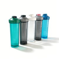 Bouteille de shaker de protéines portable en plastique PC transparent de 500 ml avec impression de logo personnalisé, pour la salle de sport et la remise en forme, avec fond rond