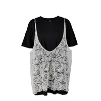 Nouvelle Collection Printemps/Été 2026 – Ensemble Chic et Élégant Deux Pièces : Caraco Sans Manches en Dentelle et Haut Polyvalent pour Femme en Polyester