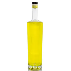 Benutzer definiertes Logo Ouzo Wodka Glasflasche mit Etiketten aufkleber Einzigartige Form Zuckerguss leere Whisky flasche 700ml mit Stopfen