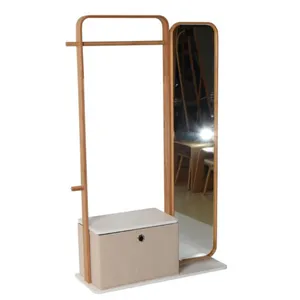 Горячая распродажа, полноразмерное туалетное зеркало, автономный бамбуковый каркас, съемный зеркальный шкаф, стойка для одежды